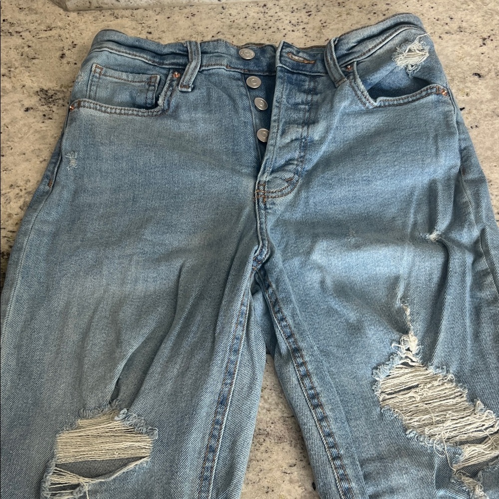 Wild Fable High Rise Distressed Jeans - Light Blue